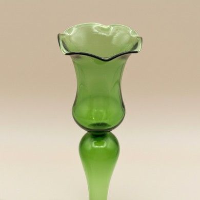 ROSALIA, portacandele alto in vetro soffiato verde | Murano Store