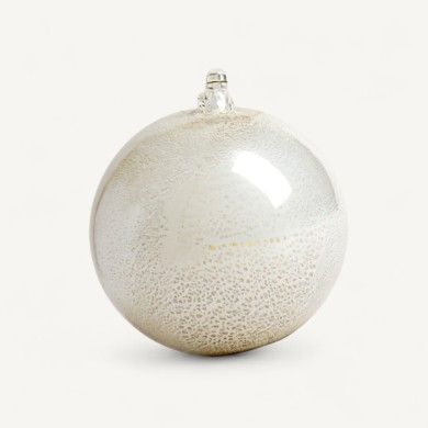 SILENA, bola de Navidad artesanal blanco leche y oro | Tienda de Murano