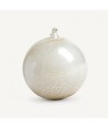 SILENA, boule de Noël artisanale blanc laiteux et or | Murano Store