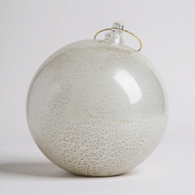 SILENA, boule de Noël artisanale blanc laiteux et or | Murano Store