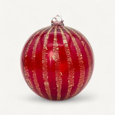 CALYSSA, rote Weihnachtskugel aus mundgeblasenem Glas | Murano Store