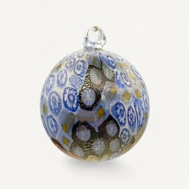 ESSENZA, Weihnachtskugel aus Muranoglas mit Blattgold und Murrine