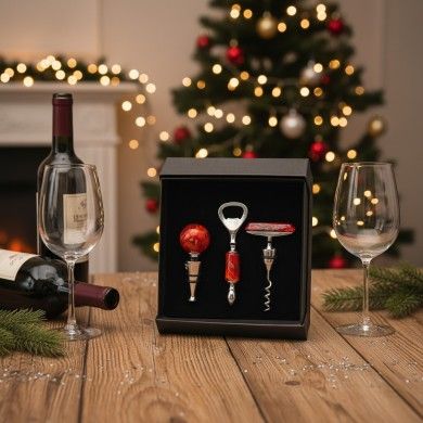 TRIO, set accessori per bottiglia in vetro di Murano | Idea regalo