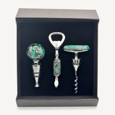 TRIO, set accessori per bottiglia in vetro di Murano | Idea regalo