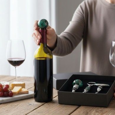 TRIO, set accessori per bottiglia in vetro di Murano | Idea regalo