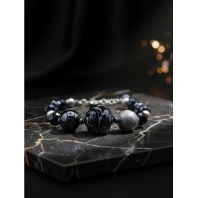 SLATE | Bracelet with shiny gray beads | Murano Store