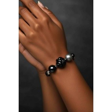 ARDESIA | Pulseira com contas cinzentas brilhantes | Loja Murano