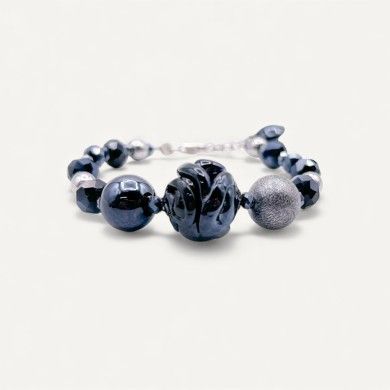 ARDESIA | Armband mit glänzenden grauen Perlen | Murano Store