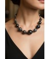 ARDESIA | Collana con perle lucide grigio antracite, in vetro di Murano