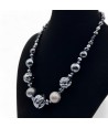 ARDESIA | Charcoal gray polished bead necklace, Murano glass.