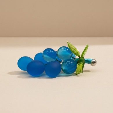 VIGNA | Grape bunch in light blue frosted glass | Murano Store