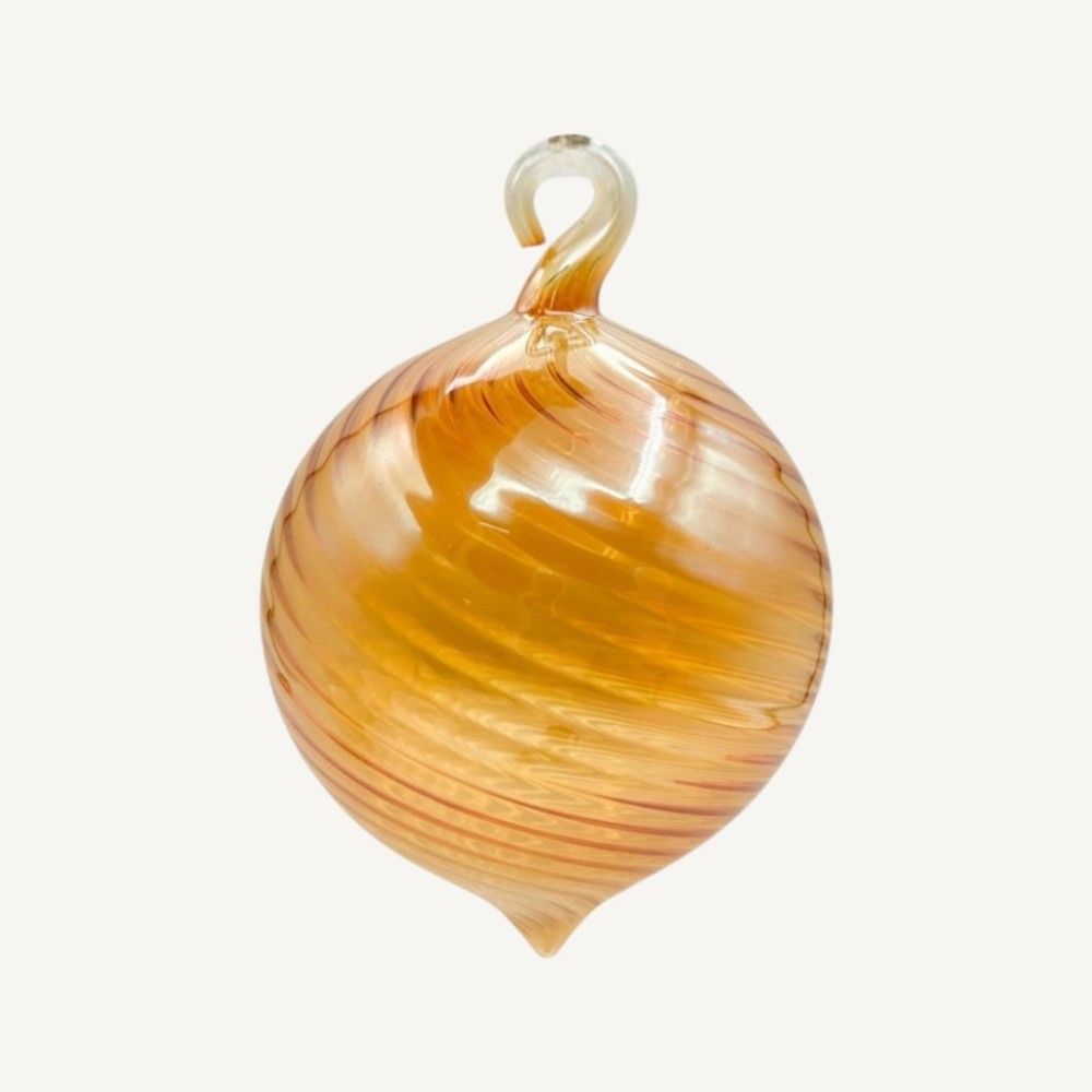 AMBROSIA, pallina di Natale in vetro soffiato ambra | Murano Store