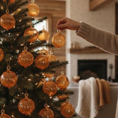 AMBROSIA, boule de Noël en verre soufflé ambre | Murano Store