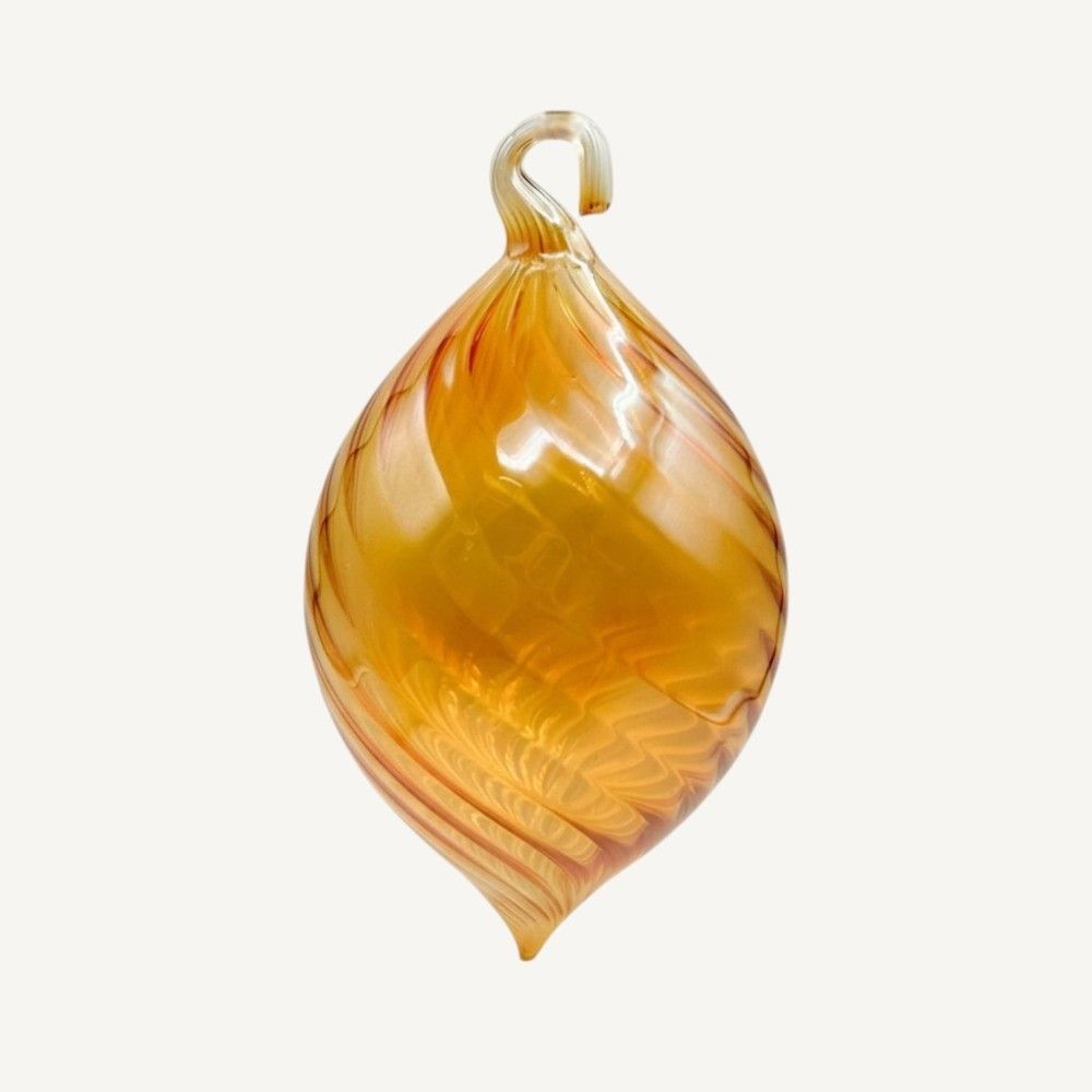 AMBROSIA, pallina di Natale in vetro soffiato ambra | Murano Store