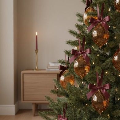 AMBROSIA, pallina di Natale in vetro soffiato ambra | Murano Store