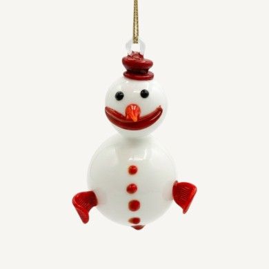SNOW, boneco de neve em vidro para árvore de Natal | Loja Murano