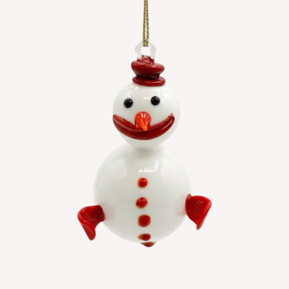 SNOW, Bonhomme de neige en verre pour arbre de Noël | Murano Store