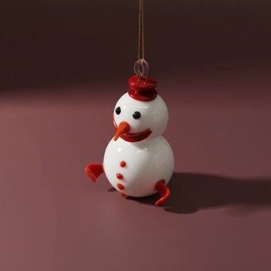 SNOW, boneco de neve em vidro para árvore de Natal | Loja Murano