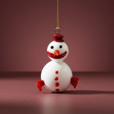 SNOW, Glass Snowman for Christmas Tree | Murano Store