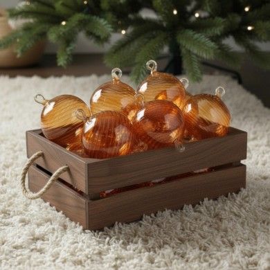 AMBROSIA, Weihnachtskugel aus mundgeblasenem Bernsteinglas | Murano Store