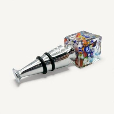 CUBO, Tappo per bottiglia con murrine multicolore | Murano-Store