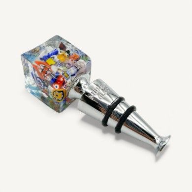 CUBO, Rolha de garrafa com murrina multicolorida | Murano-Store