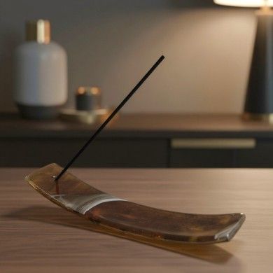 IRIS, porte-encens en verre de Murano de couleur tabac | Murano Store