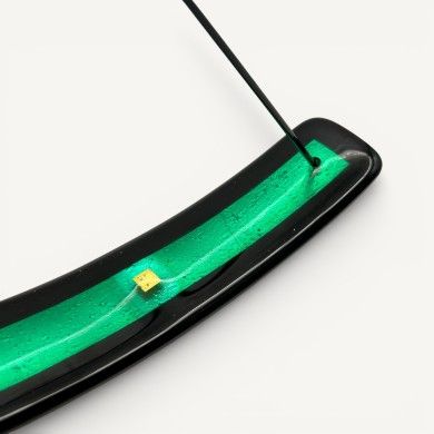 LUCE, porta-incenso em vidro verde com folha de prata | Murano Store