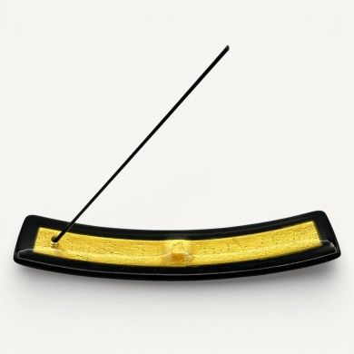 LUCE, Räucherstäbchenhalter aus Braunglas mit Blattsilber | Murano Store