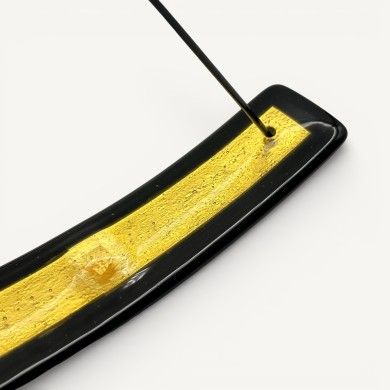 LUCE, porta incenso in vetro ambra con foglia argento | Murano Store