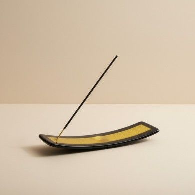 LUCE, porta-incienso de vidrio ámbar con hoja de plata | Murano Store