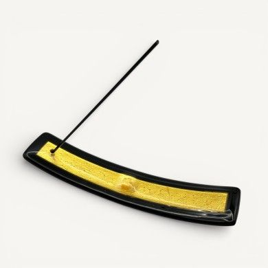 LUCE, porta incenso in vetro ambra con foglia argento | Murano Store