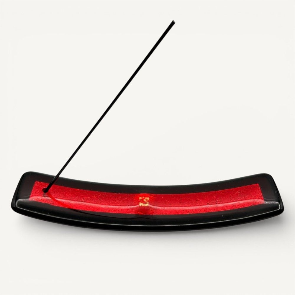 LUCE, porta-incenso em vidro vermelho com folha de prata | Murano Store