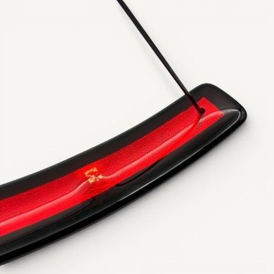 LUCE, red glass incense holder with silver leaf | Murano Store