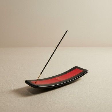 LUCE, porte-encens en verre rouge avec feuille d'argent | Murano Store