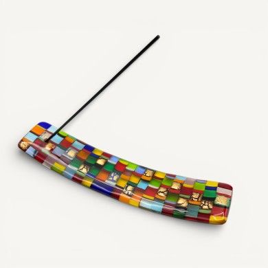 ÁRIES, incensário em vidro mosaico multicolorido | Murano Store