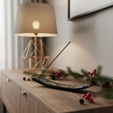 MURRY, Glas-Räucherstäbchenhalter mit Blumenmuräne| Murano Store