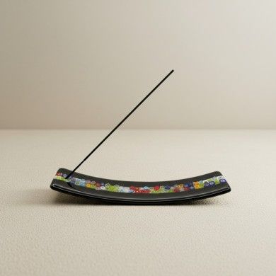 MURRY, porta-incenso em vidro com murrina floral| Murano Store