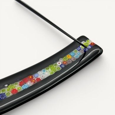 MURRY, glass incense holder with floral murrine| Murano Store