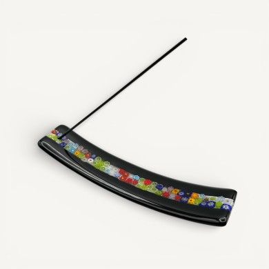 MURRY, glass incense holder with floral murrine| Murano Store