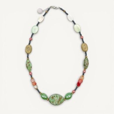 RIVERA | Collar con perlas verdes y aventurina | Murano-Store