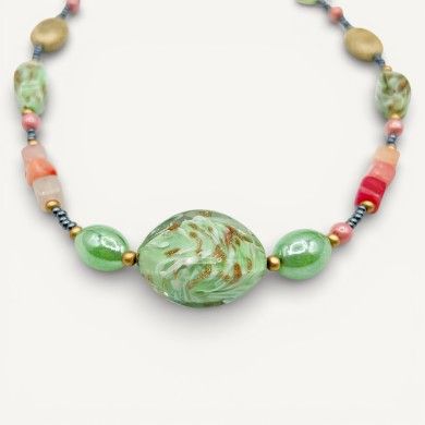 RIVERA | Green pearl and aventurine necklace | Murano-Store