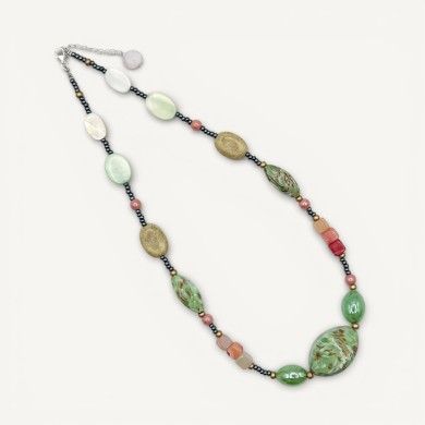 RIVERA | Collar con perlas verdes y aventurina | Murano-Store