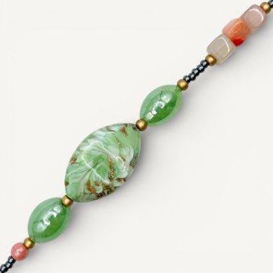 RIVERA | Halskette mit grünen Perlen und Aventurin | Murano-Store