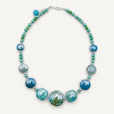 GAUDÌ | Dicroico effect green pearl necklace | Murano-Store