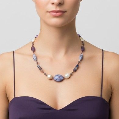 RIVERA | Lila und Aventurin Perlenkette | Murano-Store