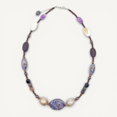 RIVERA | Collier de perles violettes et aventurines | Murano-Store