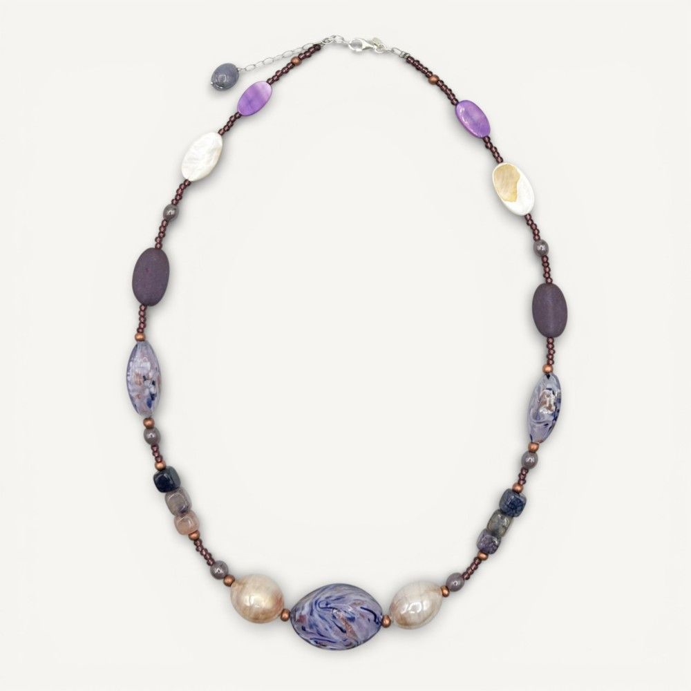 RIVERA | Collana con perle viola e avventurina | Murano-Store