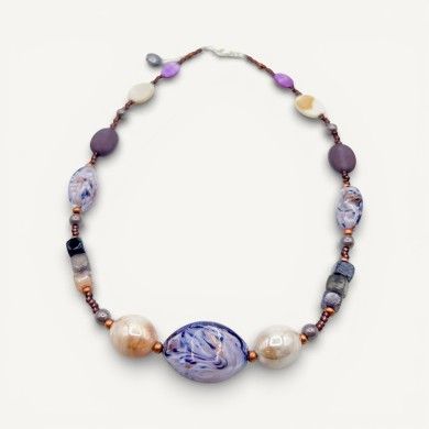 RIVERA | Collana con perle viola e avventurina | Murano-Store