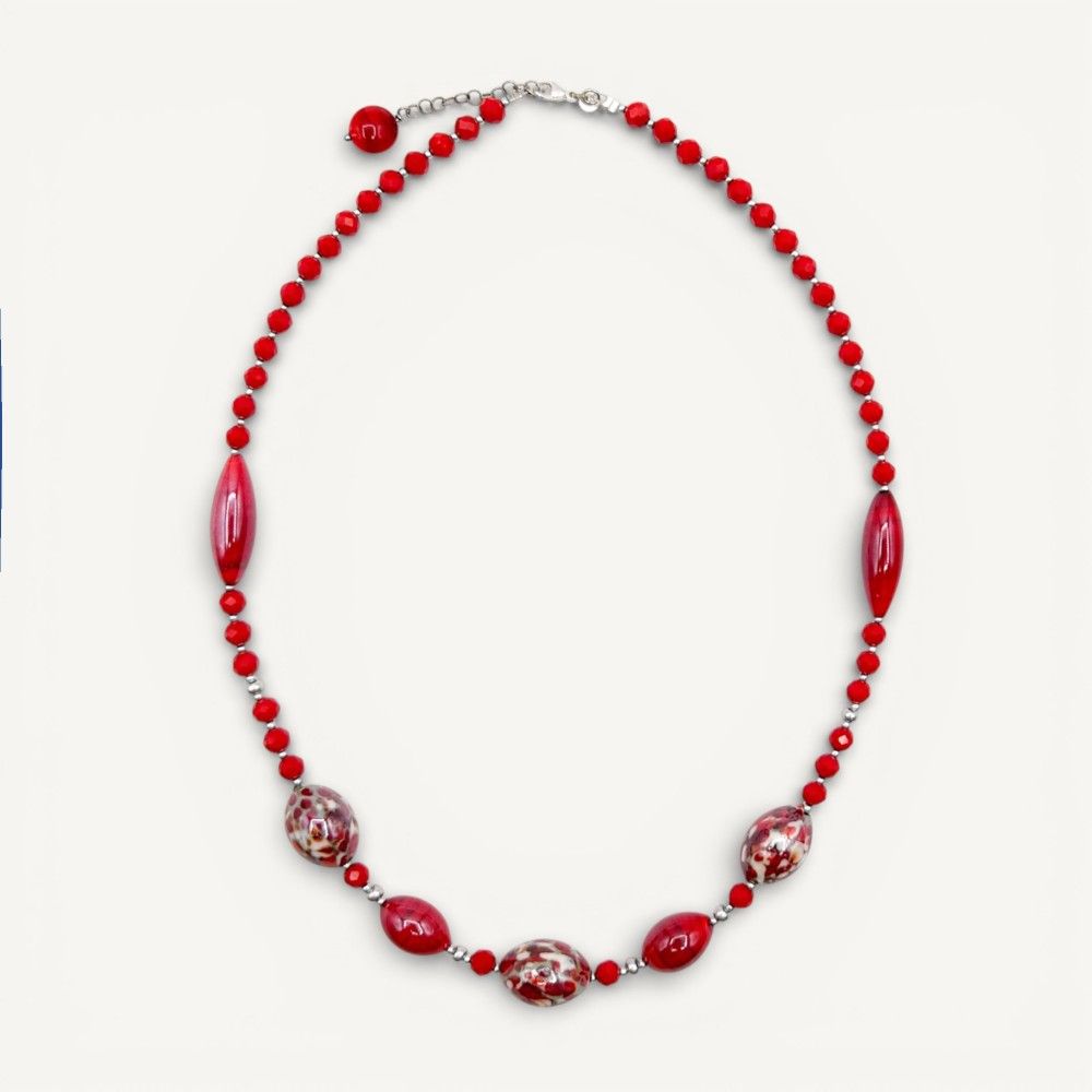 MONET | Colar Bordeaux vermelho elegante | Murano-Store